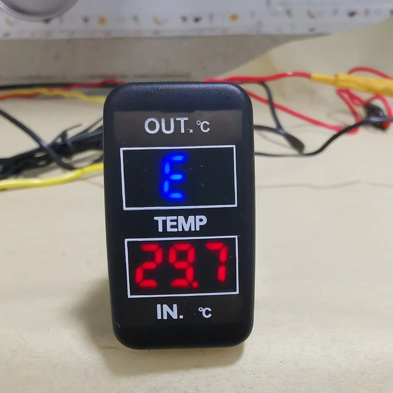 Display de temperatura dupla dentro e fora do carro sensor de temperatura dupla para toyota corolla reiz prado prius