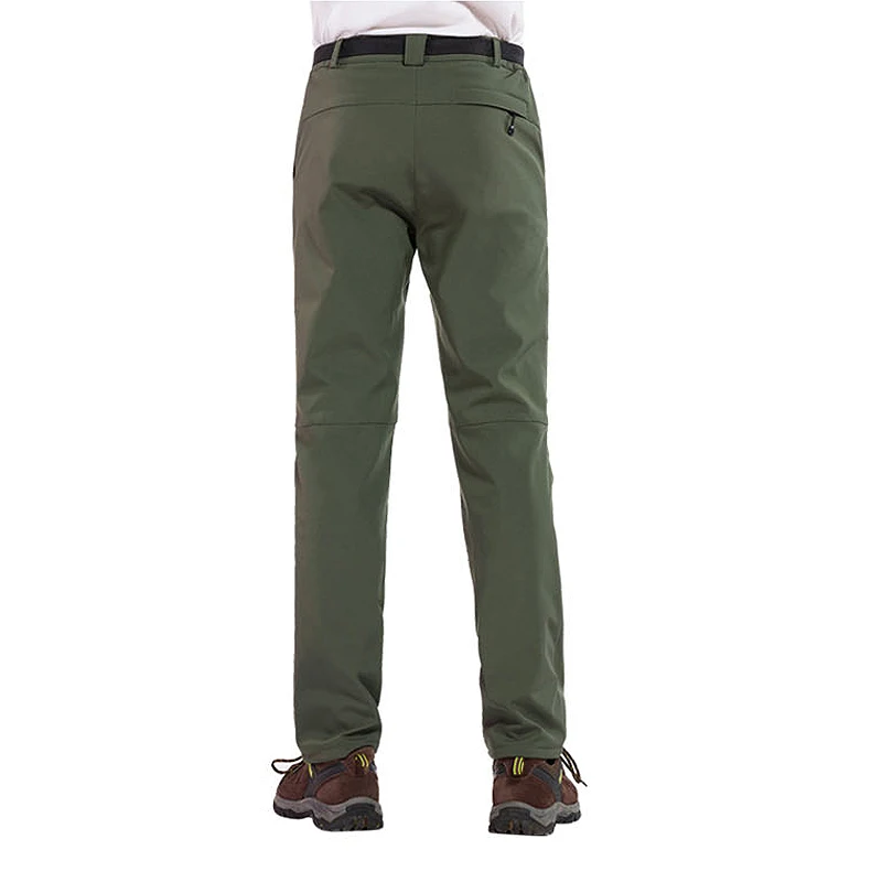 LNGXO กันน้ําขนแกะกางเกงสําหรับชาย WARM และ Windproof Soft SHELL Camping Trekking เล่นสกี Mountaineering Rain กางเกงฤดูหนาว