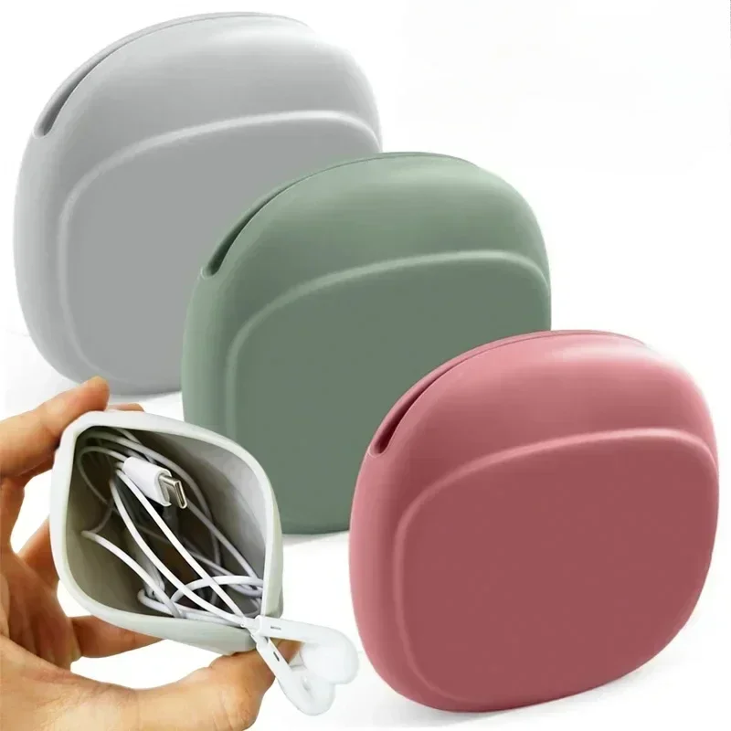Com fio fone de ouvido macio silicone saco armazenamento viagem portátil cabo dados caso protetor puro simples moedas bolsa saco escritório em casa 1pc