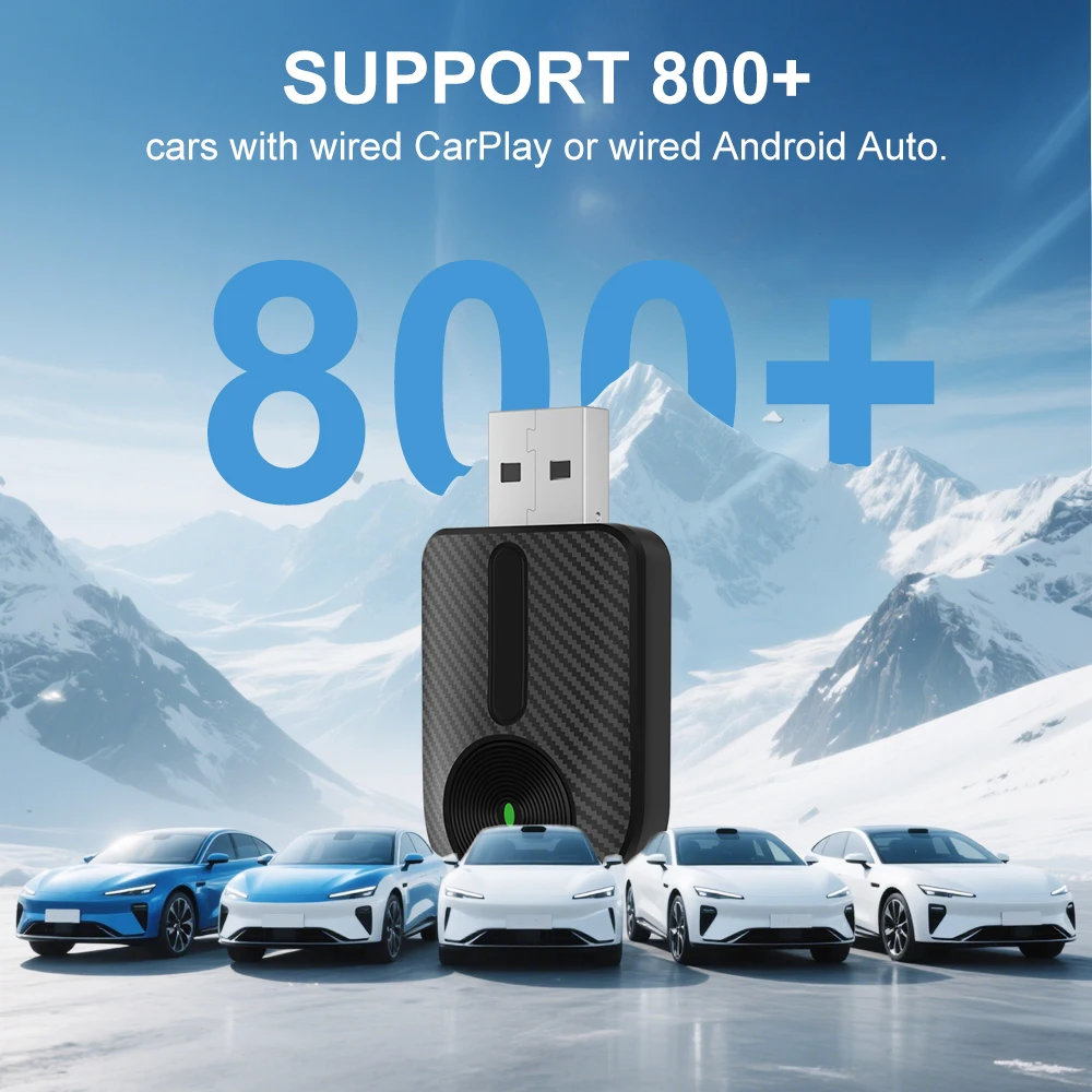 Carplay Android Auto 2 in 1 Wireless Adapter Carplay Adapter for OEM Car Stereo with USB Plug and Play Wired To Wireless Carplay