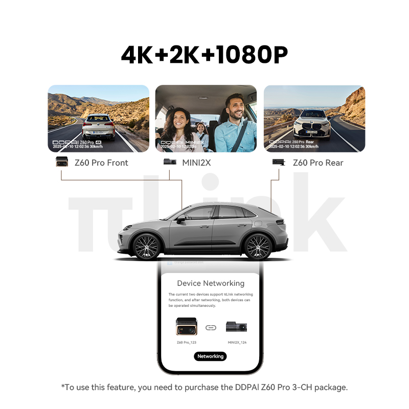2025 New DDPAI 4K Dash Cam Z60 Pro 3CH Front and Rear Interior Car Camera SONY STARVIS2 Sensor 24h Parking 5GHz Wi-Fi ADAS 4G