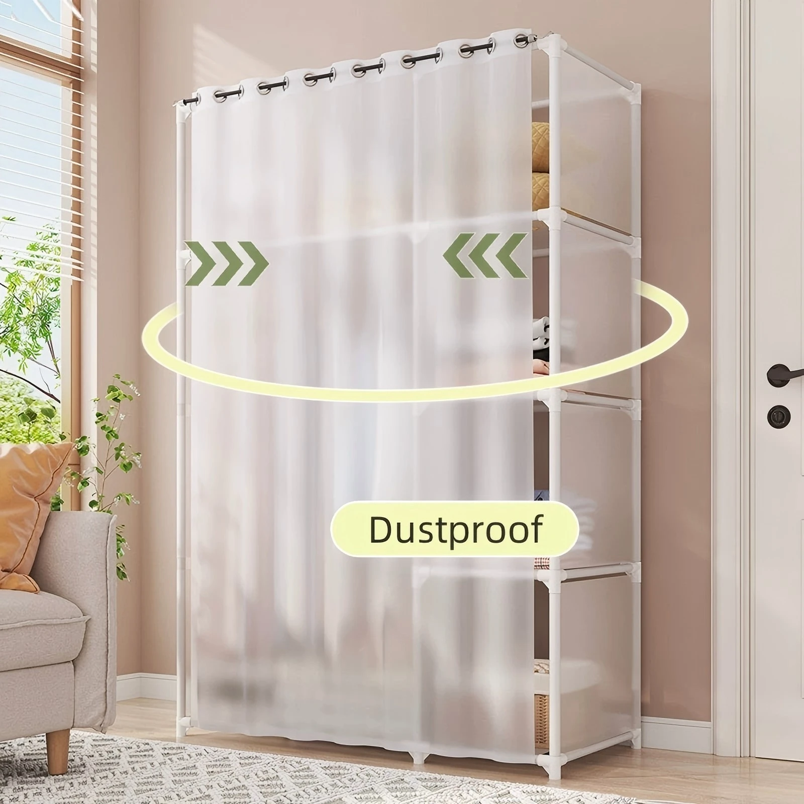 Clothes Wardrobe Closet Dustproof Storage Rack Organizer Container Multi-layers Bedroom Furniture Bookshelf Simple Assembly