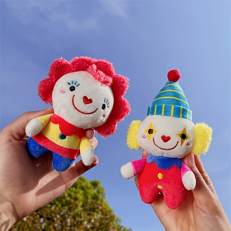 Original cartoon personality clown creative Circus plush keychain backpack pendant hanging ornaments
