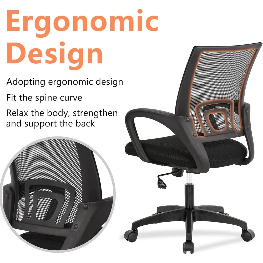 Home Office Chair - Adjustable Ergonomic Chair with Lumbar Support, Armrest, High Density Mesh, 360 Degree Swivel