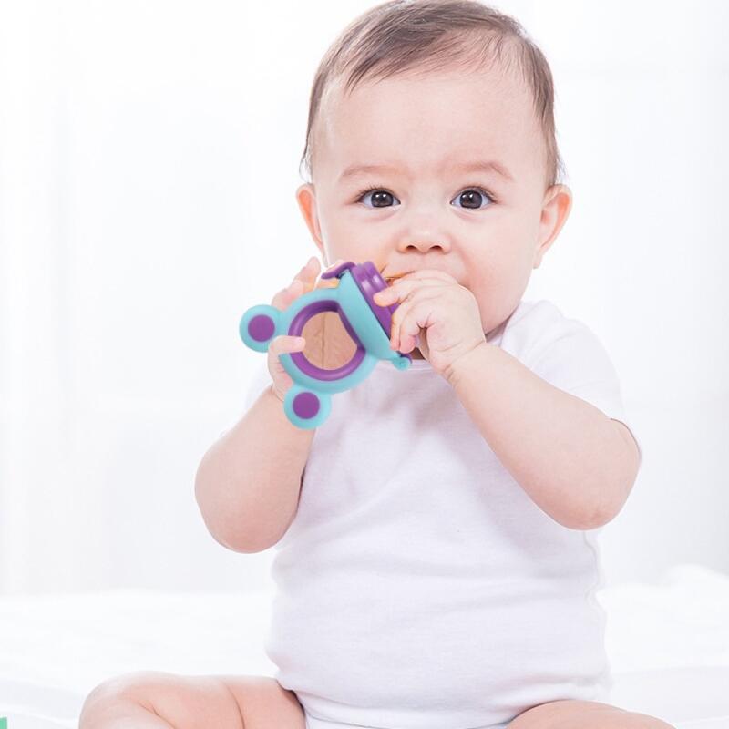 Bebê silicone mordida saco de grau alimentício silicone dentição brinquedos dentição bebê moedor de alimentos complementares forma urso presente aniversário