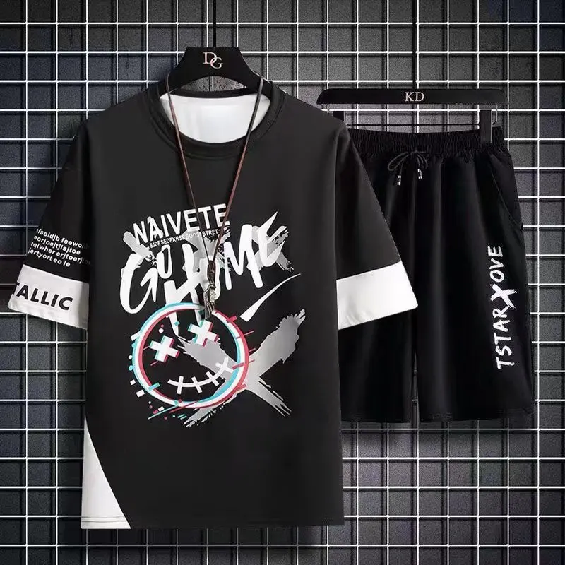 Männer Sets 2024 Sommer Mode trainingsanzug Männer kurzarm T-shirt + sport Shorts Anzug Männer Kleidung Casual Herren Jogger anzüge für männer
