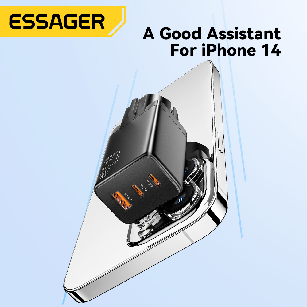Essager GaN USB Type C Charger 67W 45W 33W KR EU Plug Fast Charging For Samsung iPhone 16 15 14 Pro Huawei Phone Laptop Chagers