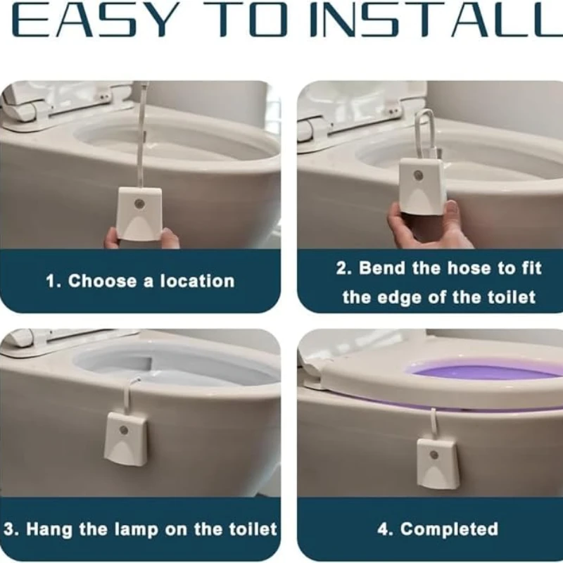 ไฟกลางคืนสำหรับห้องน้ำไฟ LED เปลี่ยนสีได้7สี lampu tidur แสงอัจฉริยะเปิดใช้งานตกแต่งห้องน้ำ