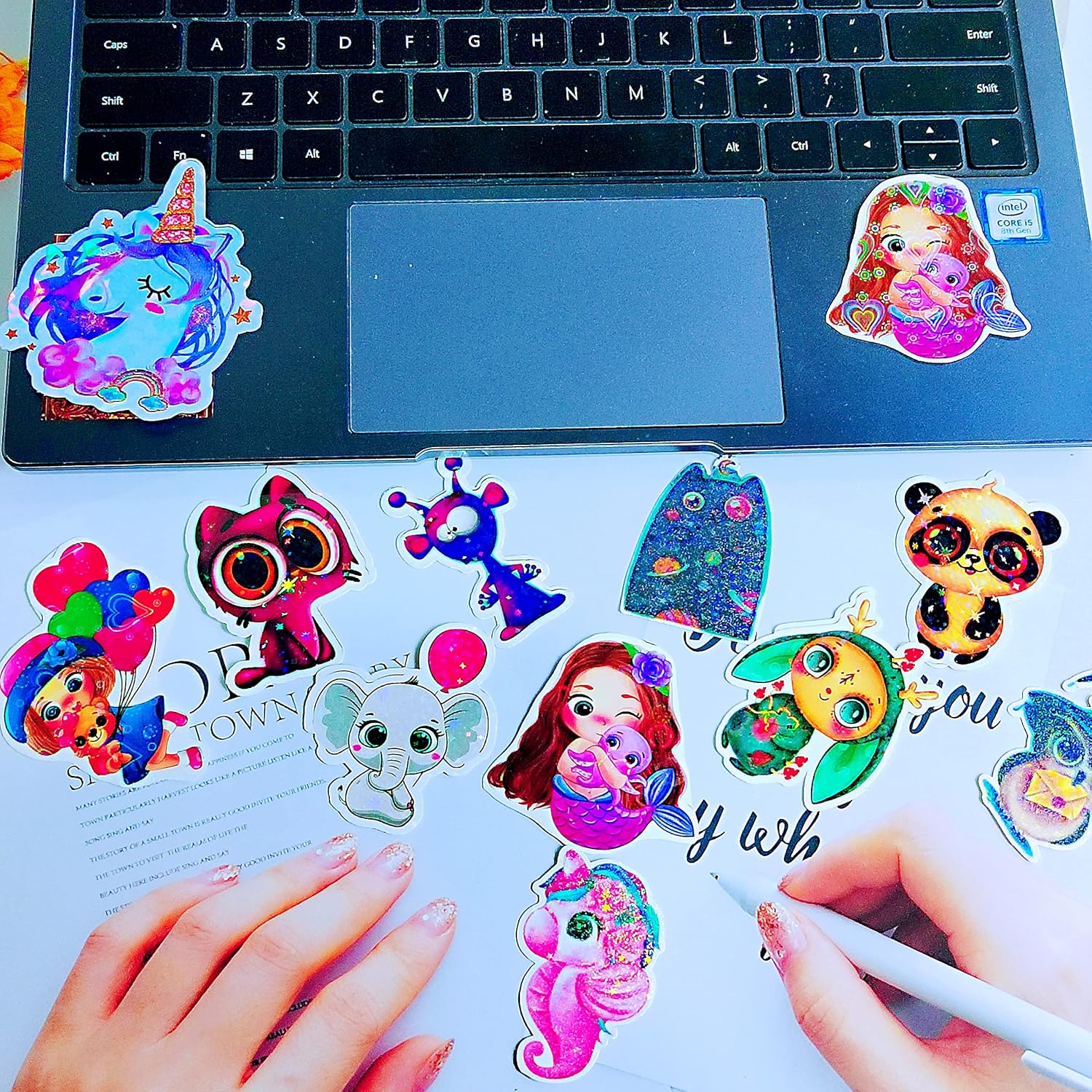 50 Sheets Holographic Cold Lamination Film 4.1x2.9 Inch Clear Overlay Waterproof star Lamination Sticker Self-Adhesive paper