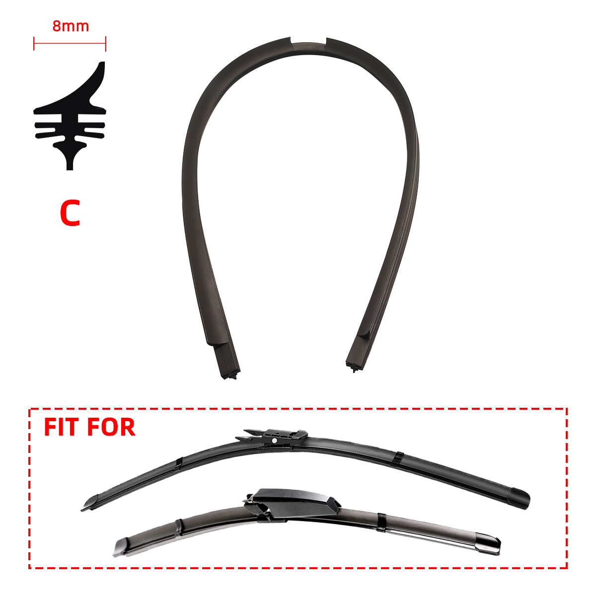 Auto Car All seasons Windshield Wiper Blades Refills Natural Rubber Strips Wiper Blade Replacement Parts All Types Fit 14"- 32"