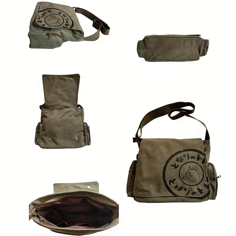 Bolso de hombro de lona para mujer, bolso cruzado de gran capacidad, bolso de mano tipo mensajero de dibujos animados, bolsos