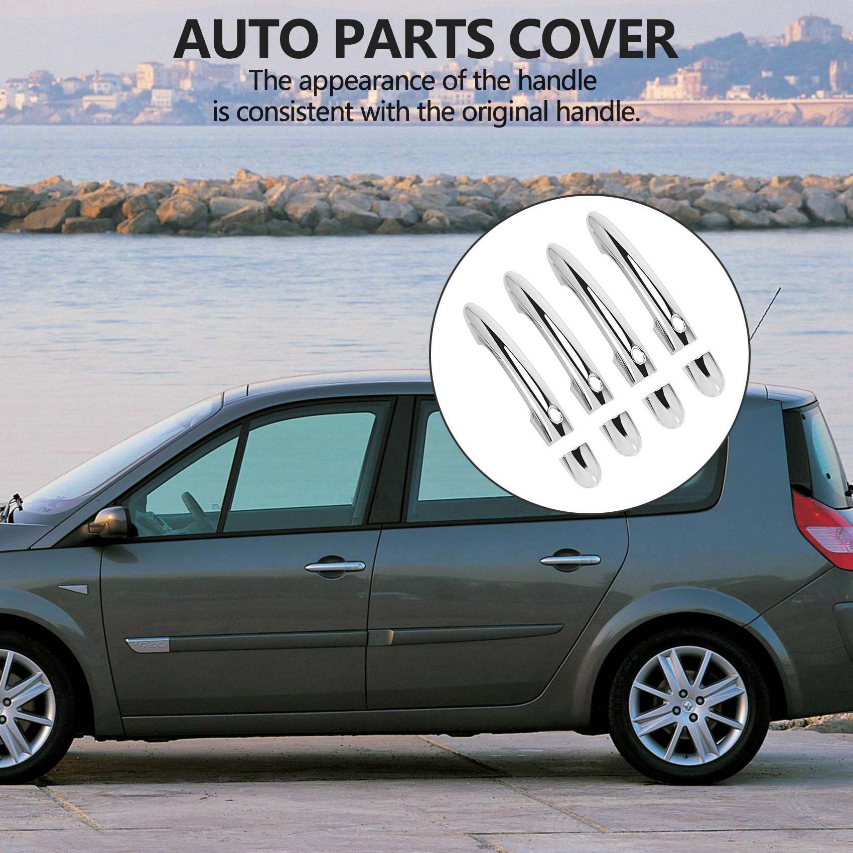 for Renault Scenic 2 Ii 2003 2004 2005 2006 2007 2008 2009 Chrome Door Handle Catch Cover Trim Cap Auto Accessories