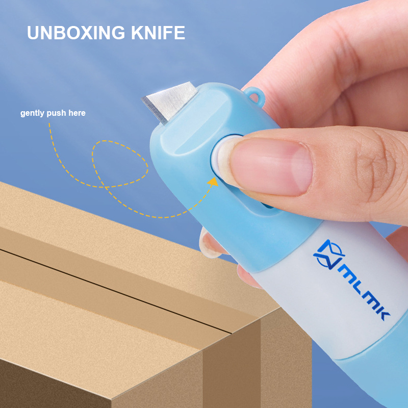 Unboxing มีดยางลบกระดาษความร้อนที่เปิดจดหมายดาบเครื่องตัดกล่องขนาดเล็กกระดาษความร้อนเครื่องมือป้องกันข้อมูลสําหรับโฮมออฟฟิศ