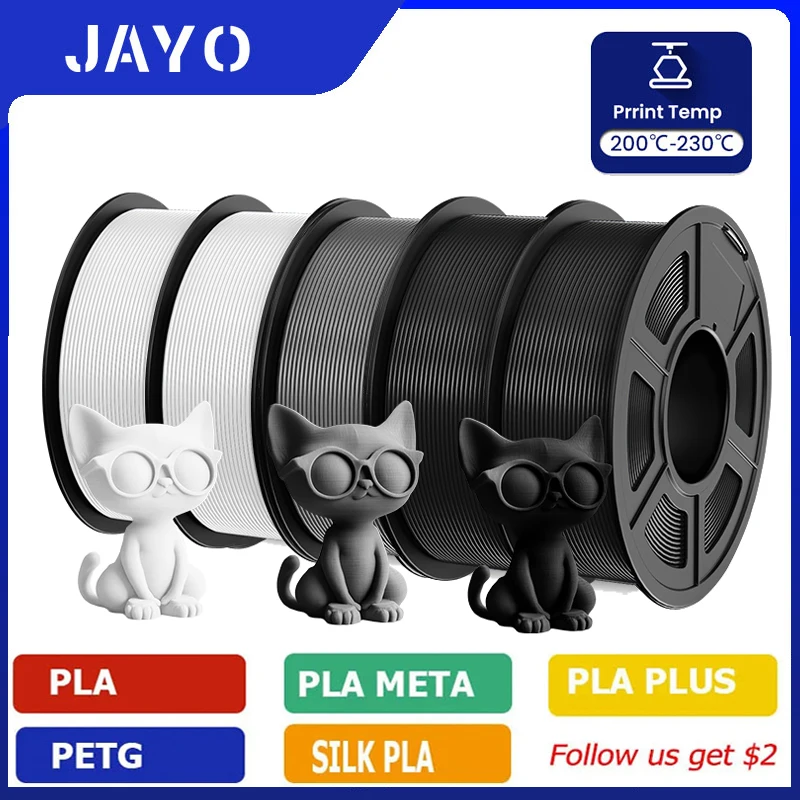 Jayo 5 rolos pla/pla plus/petg/abs/tpu/pla meta/playg/HS-PLA filamento de impressora 3d 1.75mm materiais de impressora 3d fdm para impressora 3d
