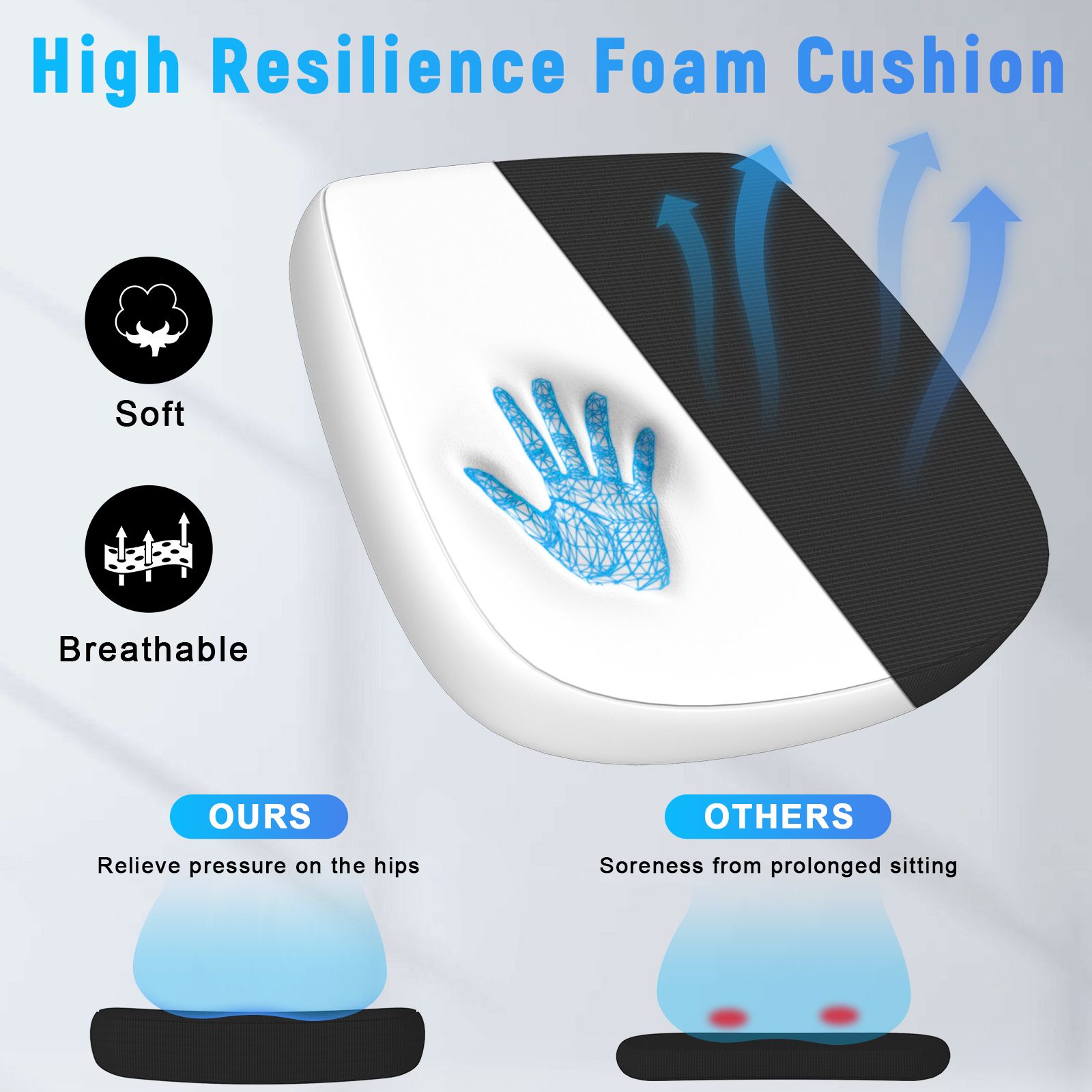 Ergonomic Office Chair Slide Seat 90° Flip-up Armrest Adjustable Lumbar Support Angle Height And Adjustable Home Office Chair