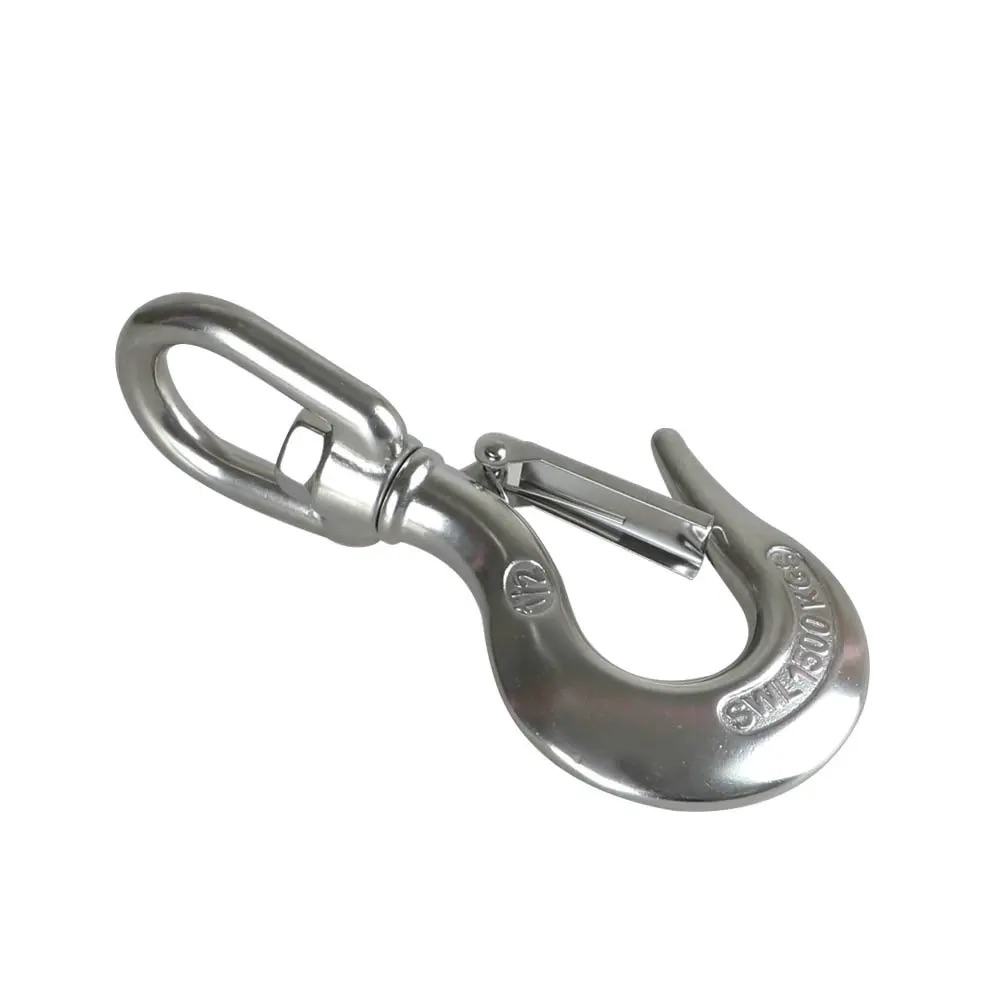Cadena de elevación de acero inoxidable 304 marino, ojo de elevación giratorio, gancho de carga, grillete, gancho giratorio, carga de 0,15-1,5 T, resistente