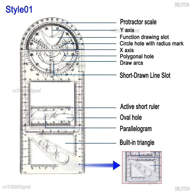Rotatable Fast Drawing Template Ruler Art Design Construction Architect Stereo Geometry Ellipse Drafting Measuring Scale Ruler