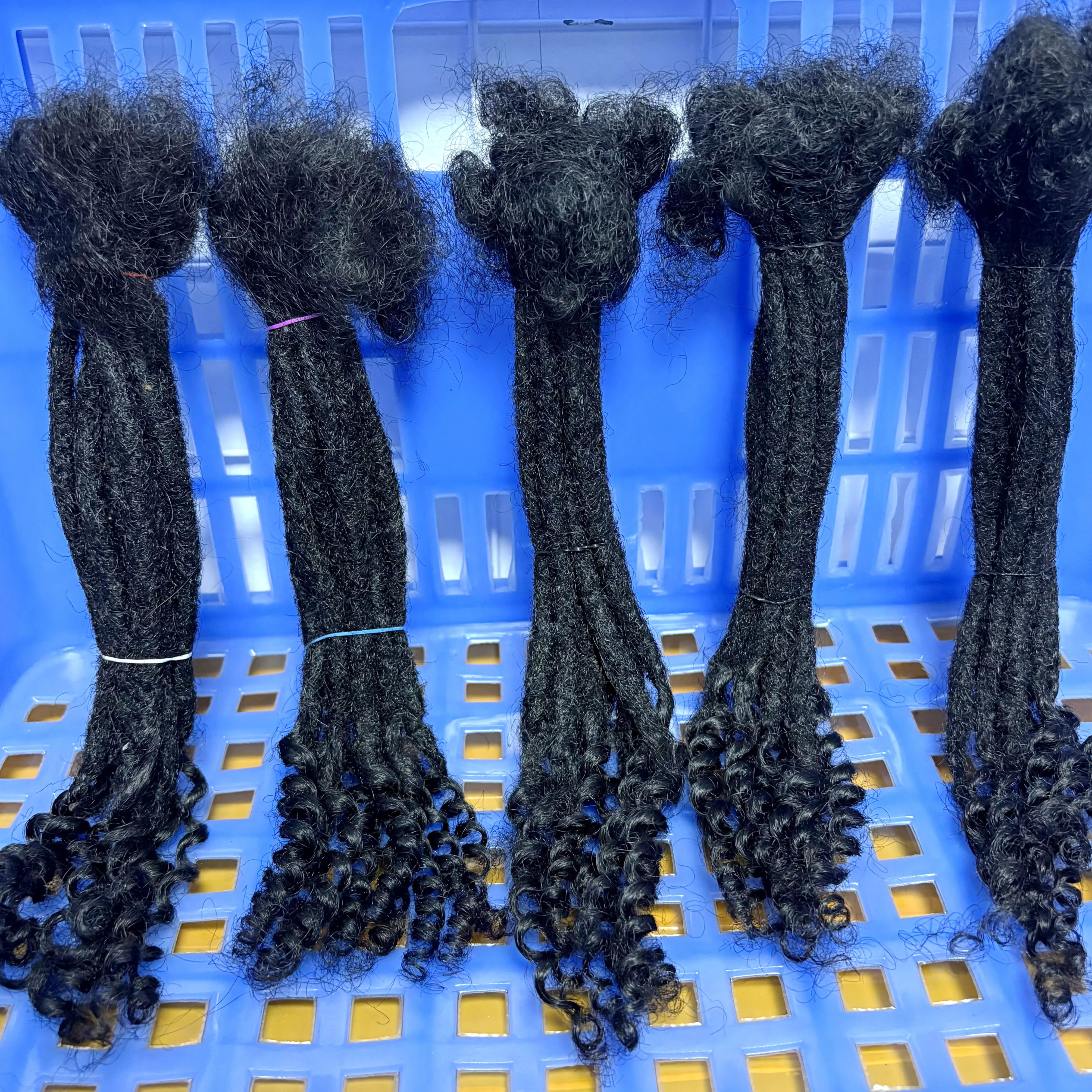 100% Extension Loc faite à la main cheveux humains avec extrémités bouclées 50 brins 8-14 pouces Extension de cheveux humains Loc Dreadlock pour hommes femmes enfants