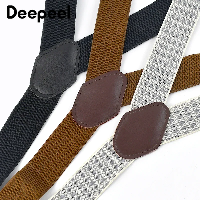 남성용 1Pc 성인 멜빵 35mm 와이드 6 클립 버튼 탄성 스트랩 남자 교정기 정장 바지 Jockstrap 남성용 하네스 액세서리