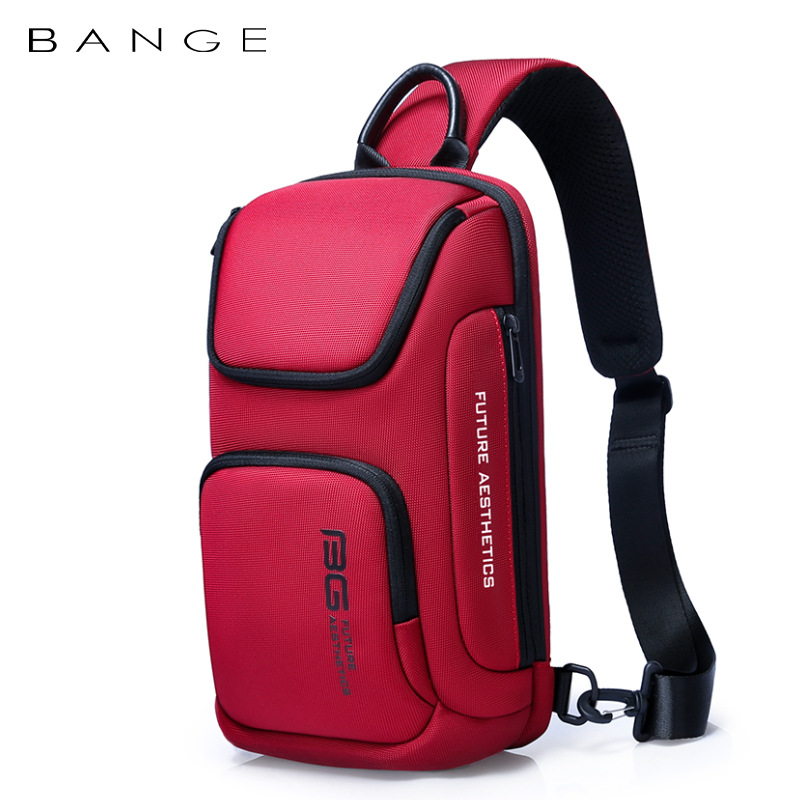 BANGE Bolsa mensageiro masculina de grande capacidade ultraleve e portátil com vários bolsos à prova d'água mochila de viagem bolsa de peito para iPad de 9,7"
