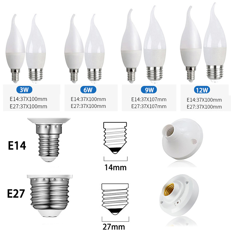 10 stücke 2022 NEUE Led Glühbirne E14 E27 LED Lampe lndoor Licht 3W 6W 9W12W LED Kerze bulb Home Decor Kronleuchter AC220 Lampada