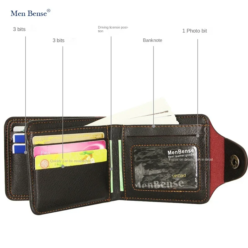 Mannen Korte Bifold Kunstleer Masculina Billetera Credit ID-kaarthouder Portemonnee Billfold Portemonnee Clutch Solid Hombre Business Slim