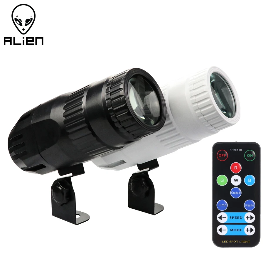 Alien 15w rgbw led pinspot feixe holofotes luz dj discoteca festa feriado dança bar natal efeito de iluminação palco com controle remoto