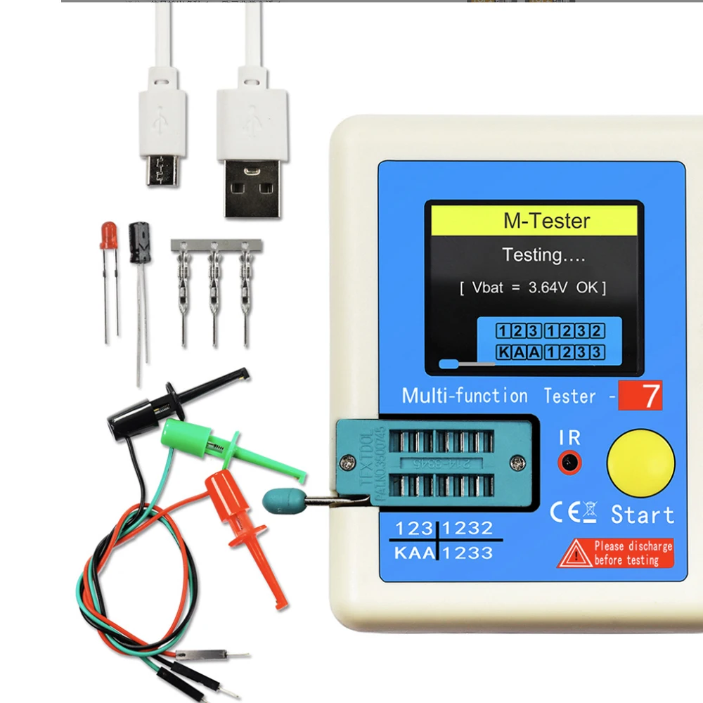 Multimètre LCR-T7 d'appareil de contrôle de transistor affichage coloré TFT pour le transistor de résistance de casse-tête de MOS/PNP/NPN de triode