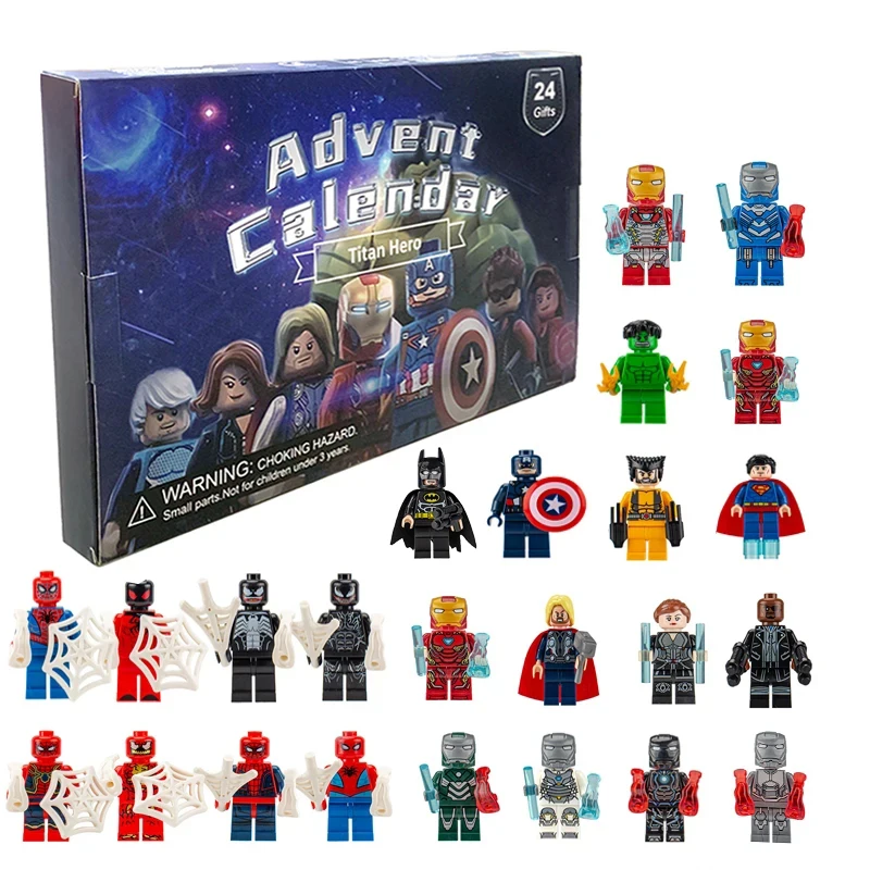 Disney Marvel Advent Calendar Box Figure Anime Action Figure Model Building Blocks Christmas Advent Calendar Countdown Kids Toys