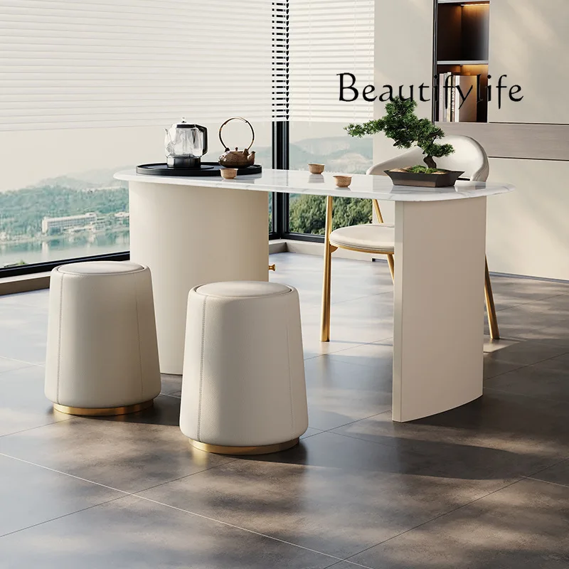 Mesa de chá e cadeira de laje de rocha avançada nórdica combinação moderna e simples mesa de chá para casa