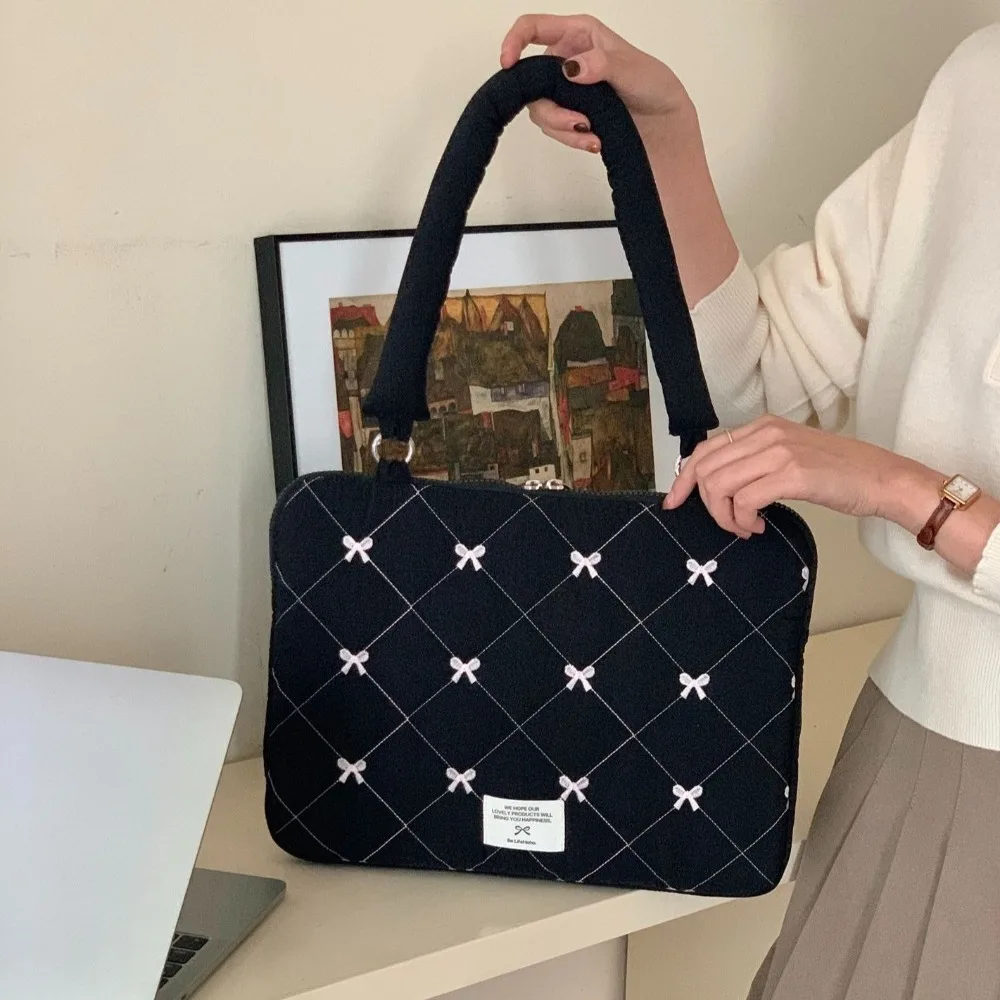Embroidered Bow Business Briefcases Large Capacity Handbag Document Tote Bolsas Shoulder Bag File Folder Laptop Bag Office Work