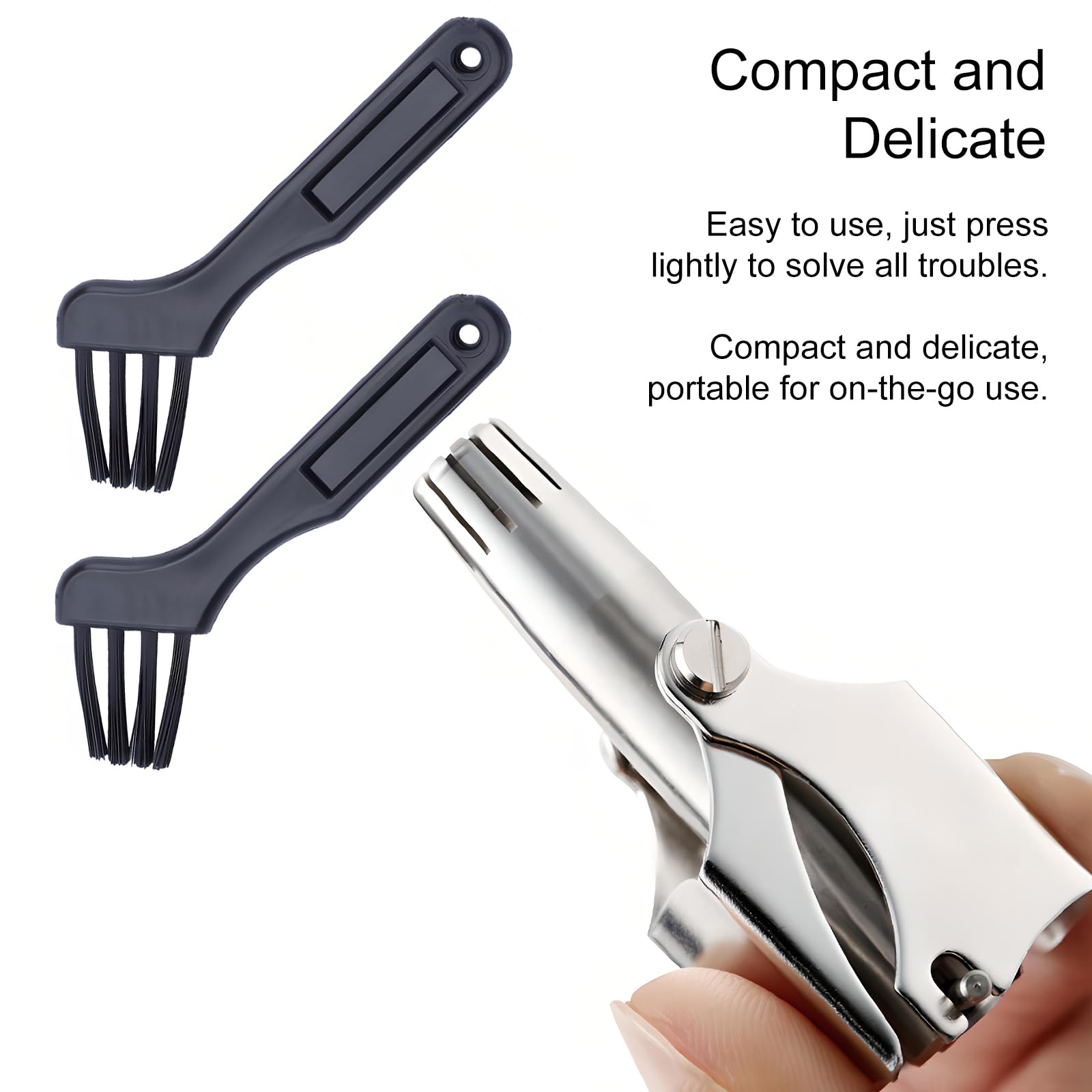 Ручной триммер для волос в носу для мужчин, нержавеющая сталь, водонепроницаемый, аккумулятор не требуется с чистящей щеткой Безболезненное удаление волос