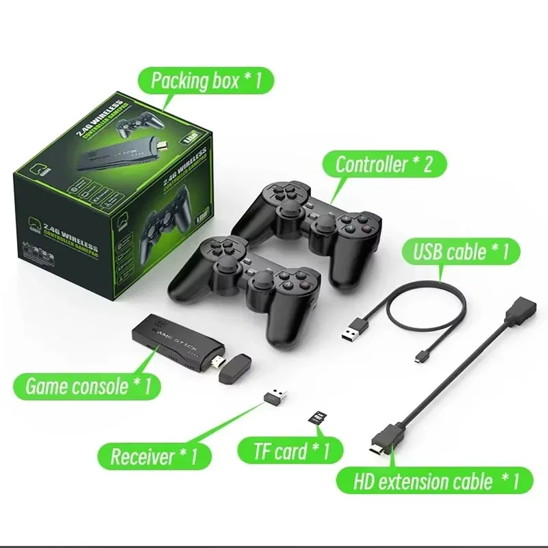 Portable Retro Gaming System 64GB 20000+ Preloaded Games Wireless Controller Support TV/PC/PS1 Emulators