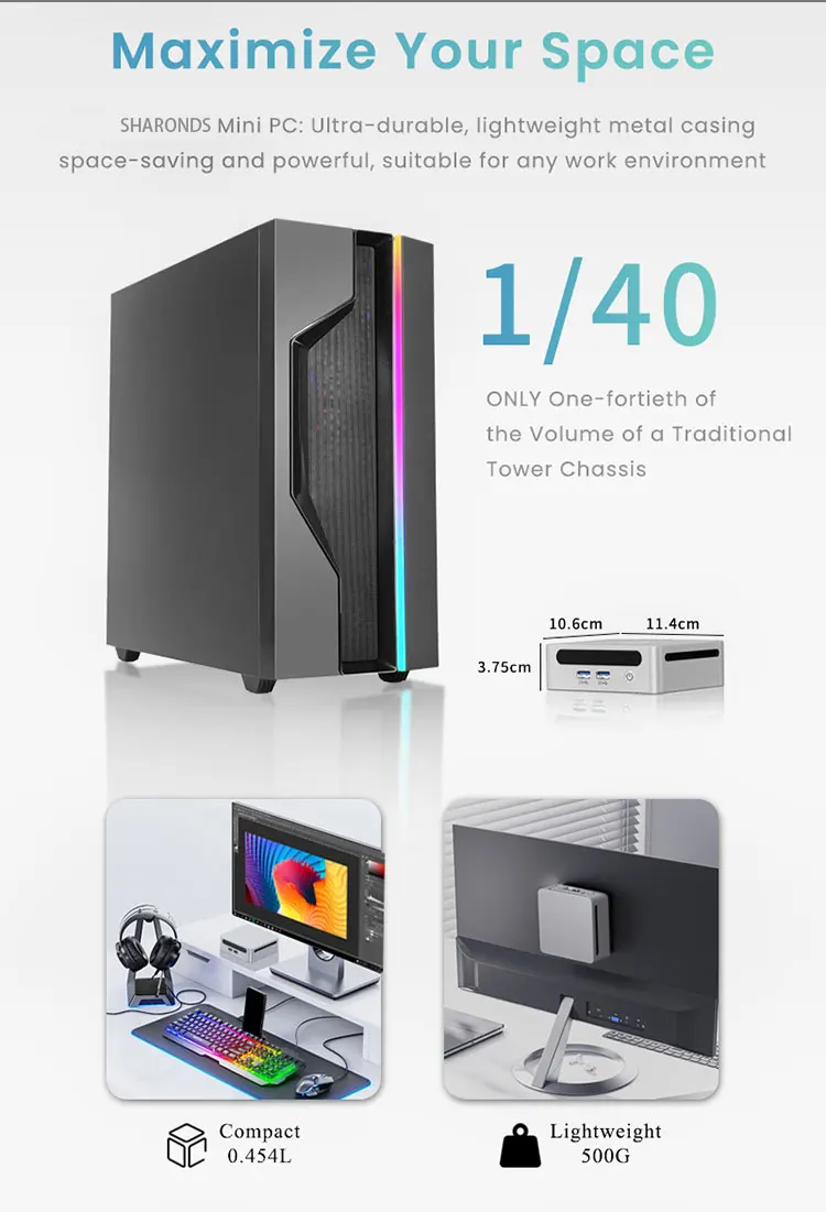 Computador de mesa pequeno Windows 11 Pro AMD Ryzen 5 5500U Barebone MINI PC 8/16/32GB DDR4 256/512GB/1TB PCIe M.2 SSD WiFi 6 BT5.2