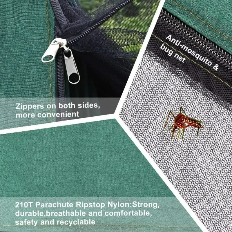 Rede de acampamento com mosquiteiro e lona de chuva, rede portátil de árvore de pára-quedas, redes de balanço de nylon, abrigo solar, mosca de chuva
