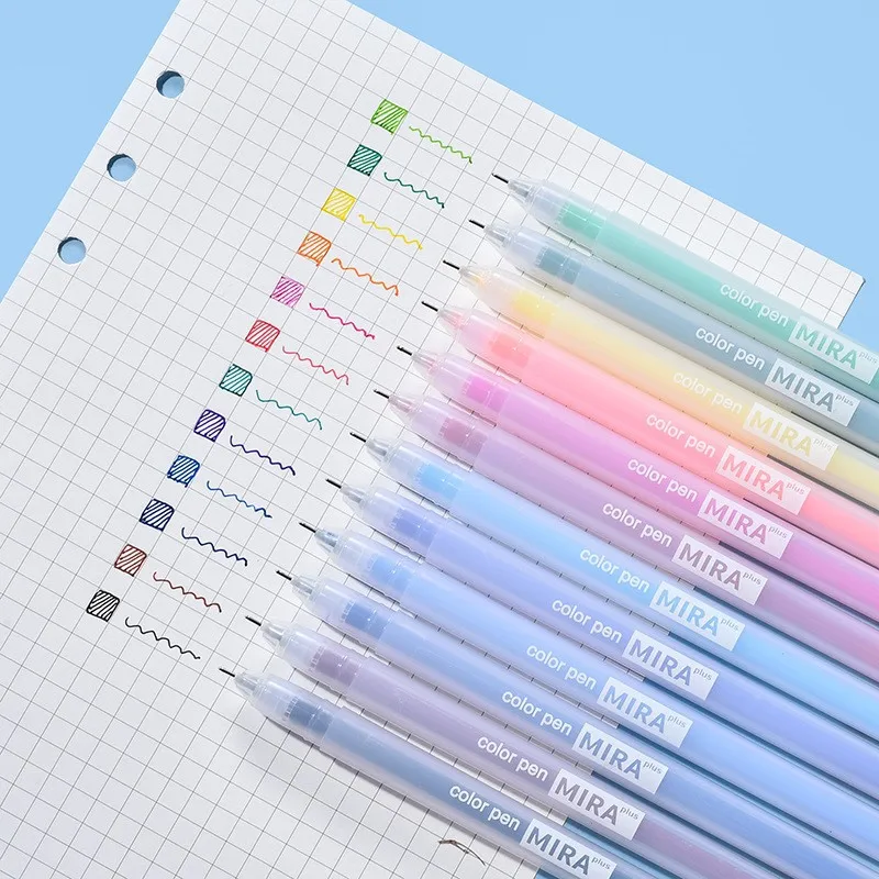12-Farben-Gelstift-Nachfüllset, Box Kawaii, 0,5 mm, Bonbonfarben, Kugelschreiber, Studentenbüro, Schreibstifte, Schule, Schreibwaren