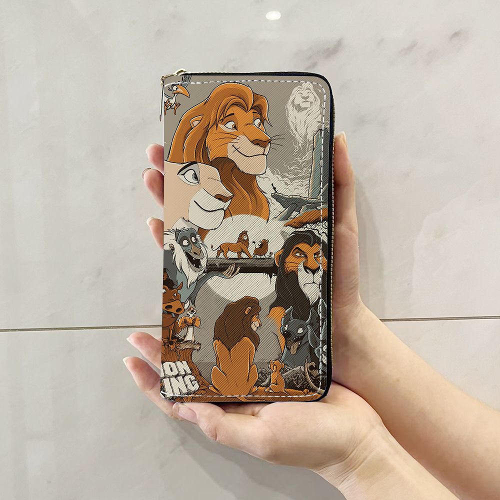 Disney leão rei w7410 anime pastas carteira dos desenhos animados zíper saco de moedas bolsas casuais bolsa de armazenamento de cartão unisex presente