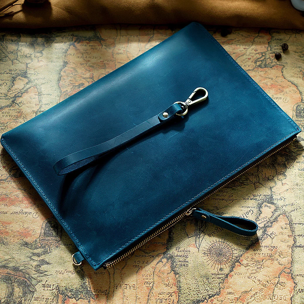 Echt leder Aktentasche Business Luxus Laptop Hülle Fall Tasche Mode Brieftasche Tablet für iPad schützen Abdeckung Tasche 11*7 Zoll