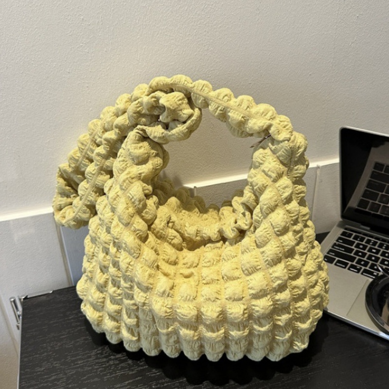 Borsa a tracolla trapuntata scozzese Bolle pieghettate carine Borsa sotto le ascelle di grande capacità Borsa a tracolla ricamata in tinta unita da donna