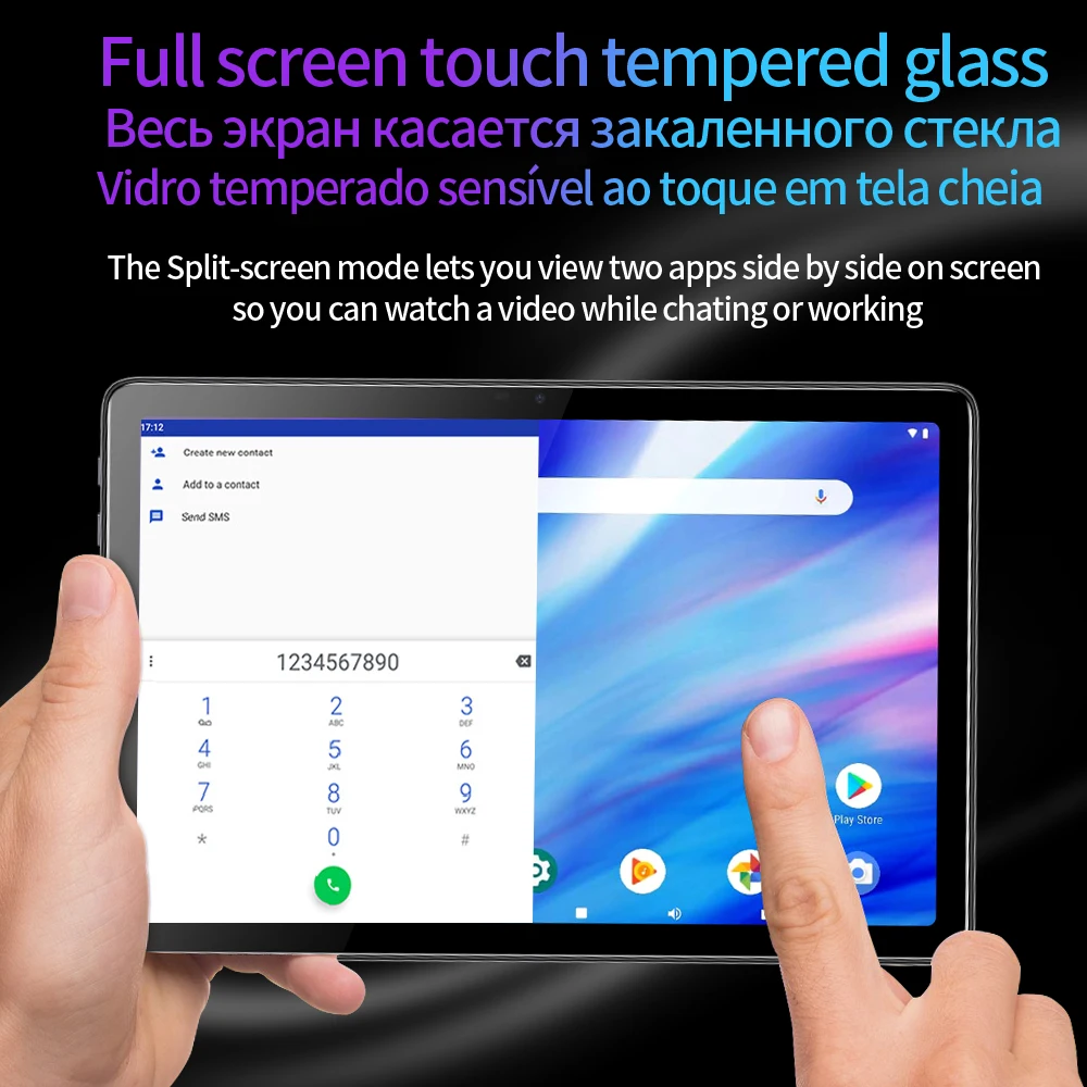 BDF New 5G Pad 10.1 Inch Android Tablets Octa Core 8GB RAM 256GB ROM 4G LTE 5G WiFi Tablet Pc Double SIM Card HD Display 6000mAh