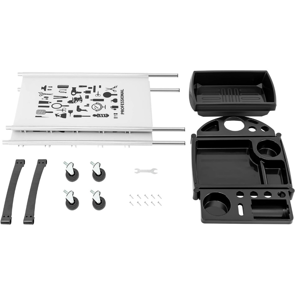 Friseurwagen mit 5 Schubladen und Rollen, Salon-Arbeitswagen, Trolley, Stylist, Friseur, Weiß