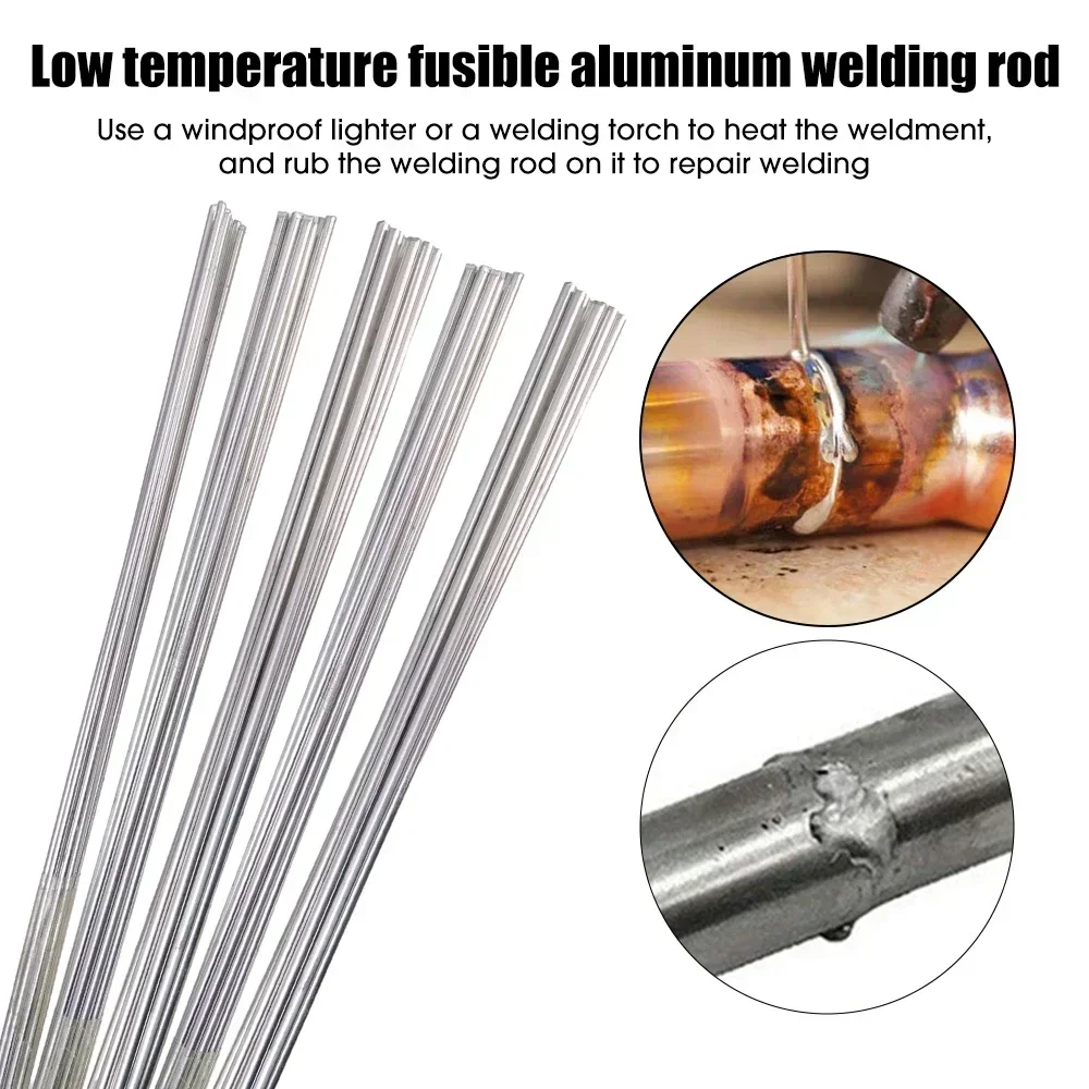 Alumínio Universal Prata Soldadura Rod, Cored Fio, Baixa Temperatura, Fácil Derreter, Solda Sem Necessidade, Pó Weld Bar, 100 Pcs, 10Pcs