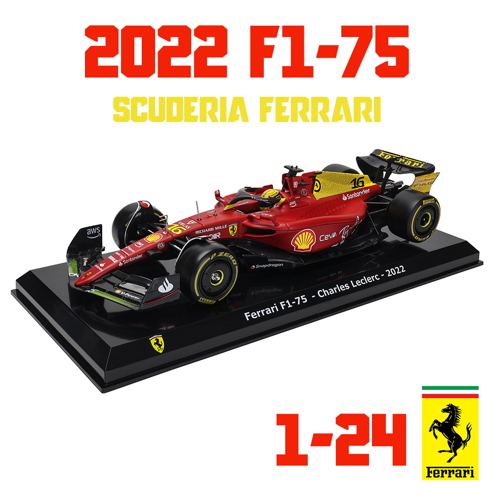 Bburago 1:24 F1 2022 Ferrari F1-75 75o 16 #   Leclerc 55 # Colección de decoración artesanal de modelo de coche de aleación de simulación Sainz Fórmula 1