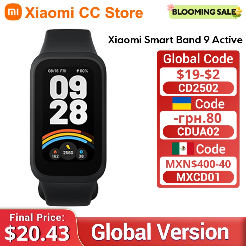 Global Version Xiaomi Smart Band 9 Active 1.47'' Display 18 Days Life Modes 5ATM All-day Health And Fitness Monitoring