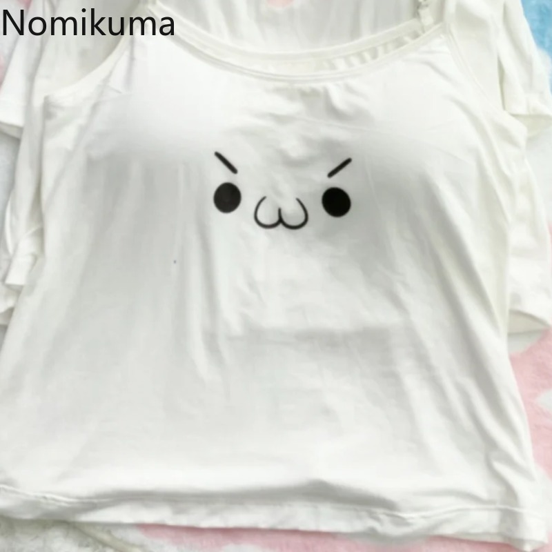 Tops cortos de algodón con estampado de dibujos animados, chaleco sin mangas con tirantes, Ropa de Mujer, moda de verano, tanques coreanos Y2k, Ropa de Mujer 49B692 2024