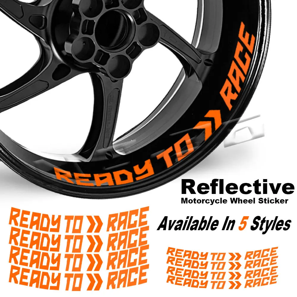 Pegatina reflectante para rueda de motocicleta, calcomanías para llanta, accesorios LISTO A RACE para KTM Adv Duke 390 690 790 890 1190 Rc 1290 Adventure