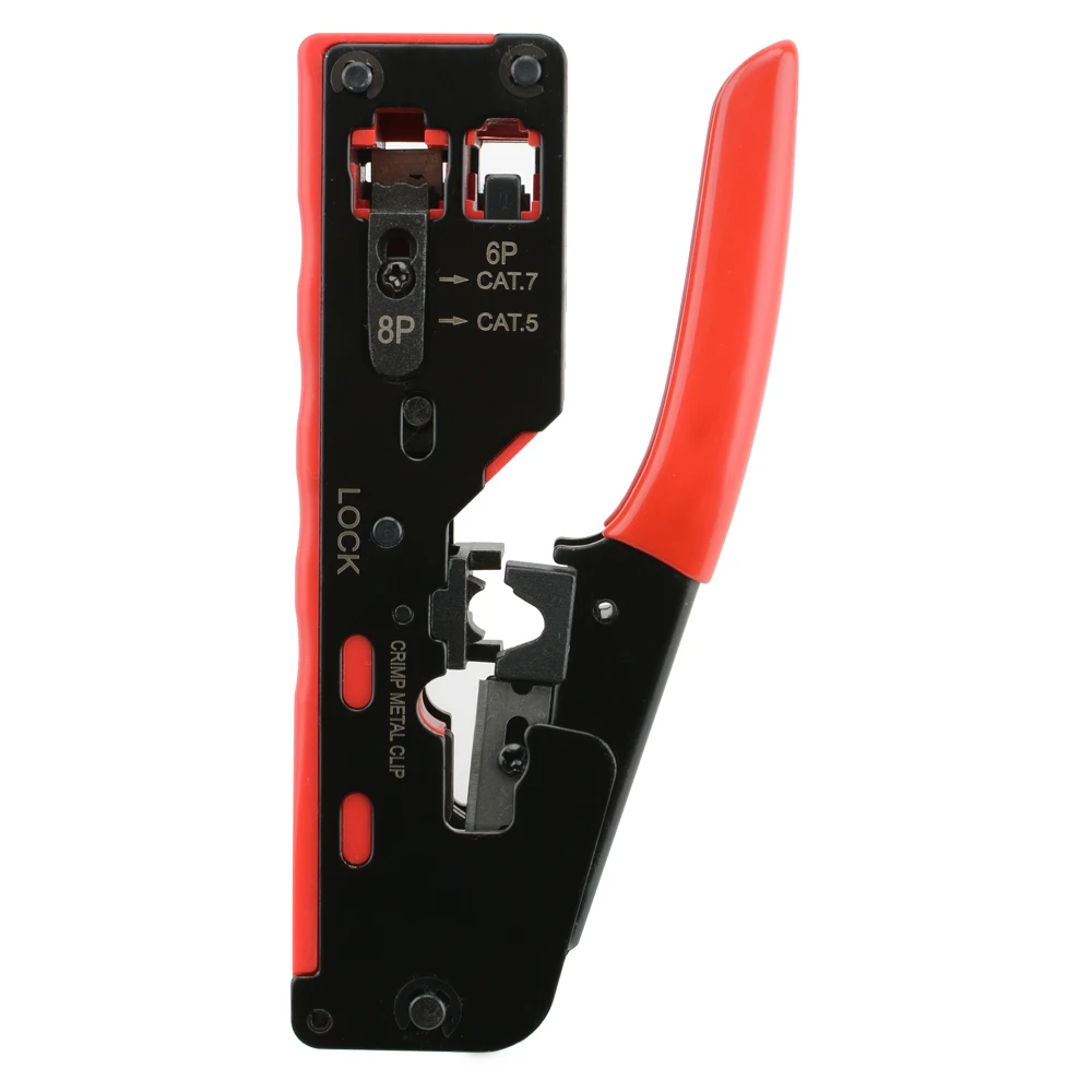 Cat7 RJ45 Krimptang compatibel voor Cat7/6a/6/5e Ethernet-kabel met Cut/Strip Multifunctionele crimper Met reservemessen