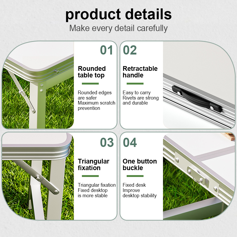 Outdoor table, portable folding table with handle - suitable for outdoor camping, picnicking, gatherings, no electricity require