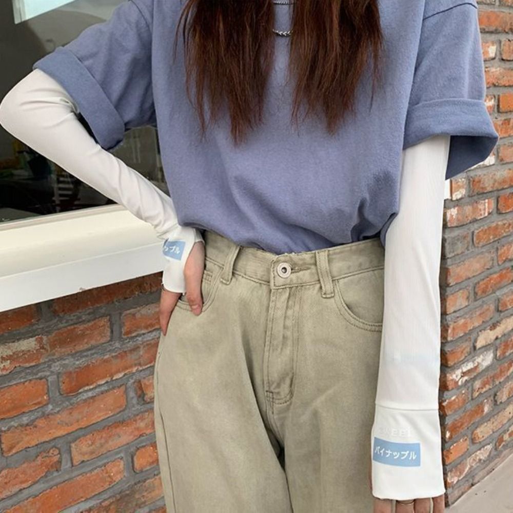 ロングサンUVプロテクションアームカバー、ハンドプロテクター、アイスシルク、日焼け止め、屋外、ハーフウォーマーフィンガー