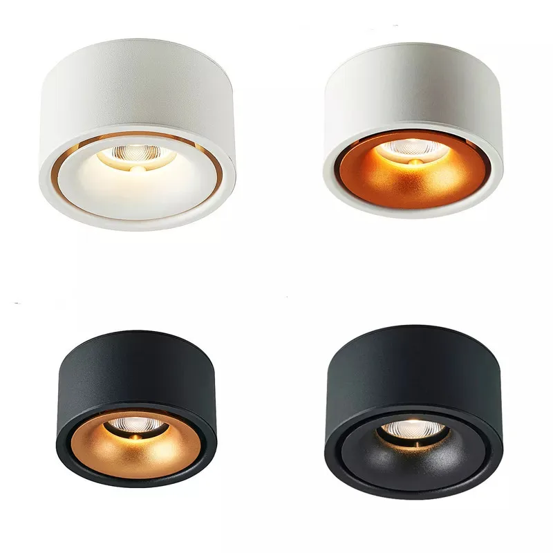 Chống Chói Bề Mặt Gắn Đèn LED Âm Trần Downlight Âm Trần Chiếu Điểm COB Không Mở Đầu Trần Điểm 7W/12W 15W 110V 22V Đèn Ốp Trần Tròn